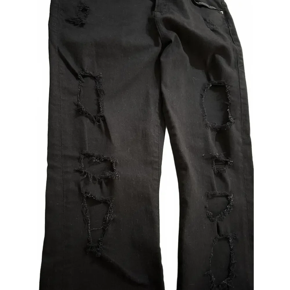 NWT Good American Good Legs Black Ripped Jeans Size 14/32 - Picture 3 of 6
